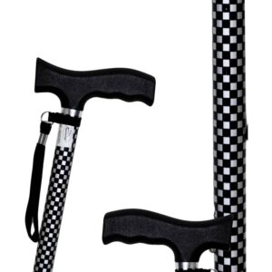 Canne d'aide à la marche réglable en aluminium motif damier