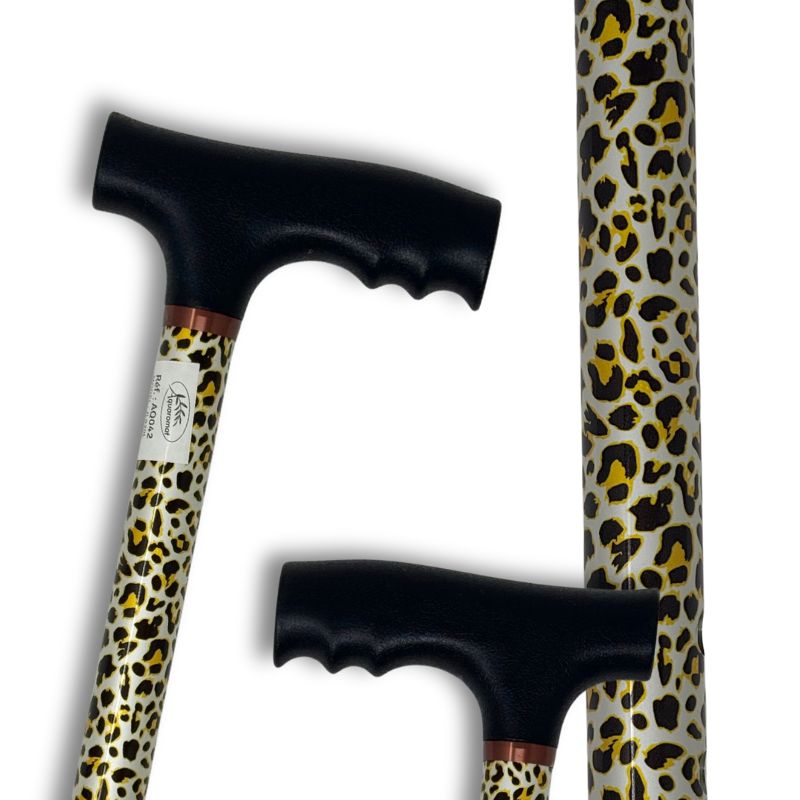 canne de marche motif guépard réglable et en aluminium