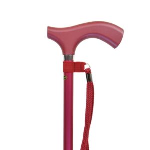 canne alu rouge métallisé avec dragonne et poignée assortie