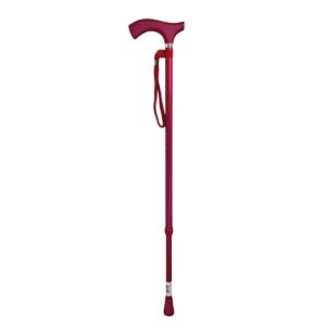 canne alu rouge métallisé avec dragonne et poignée assortie