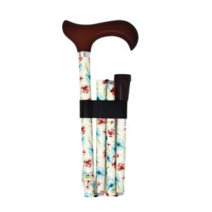 Canne de marche pliable en aluminium, jaune pastel et fleurs