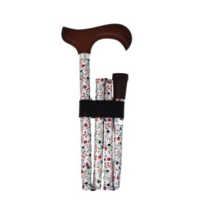 Canne de marche pliante avec tube alu et motif champêtre