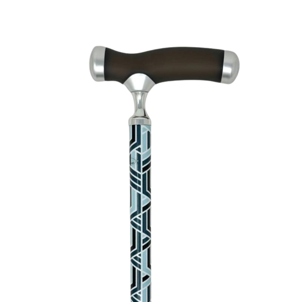 Canne réglable en aluminium, dessins géométriques bleus | Aquaromat - AQ901