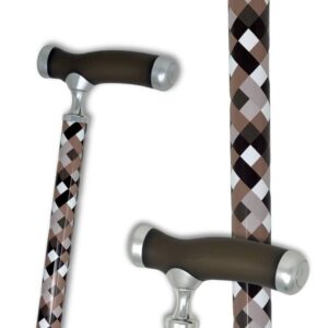 canne de marche réglable et motifs tissage marron