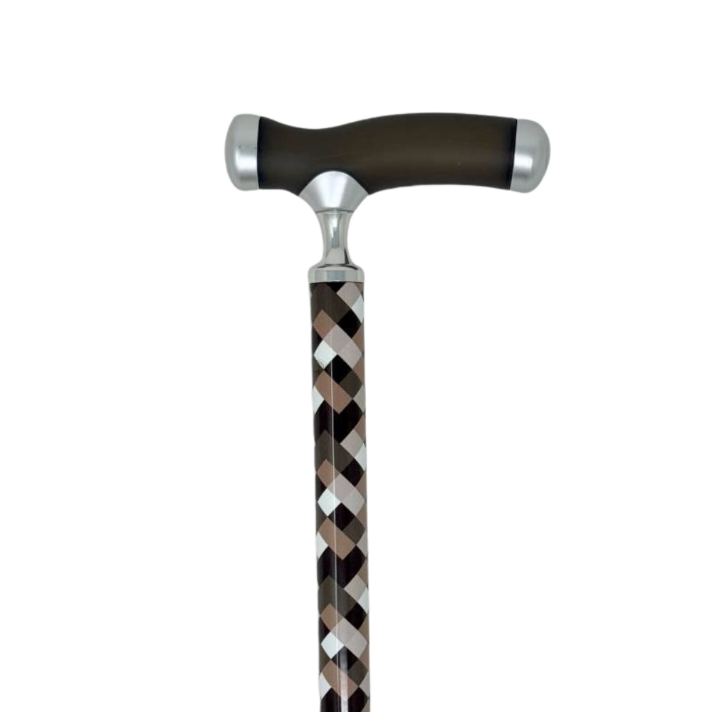 Canne de marche réglable en aluminium, motif tissage marron | Aquaromat - AQ902