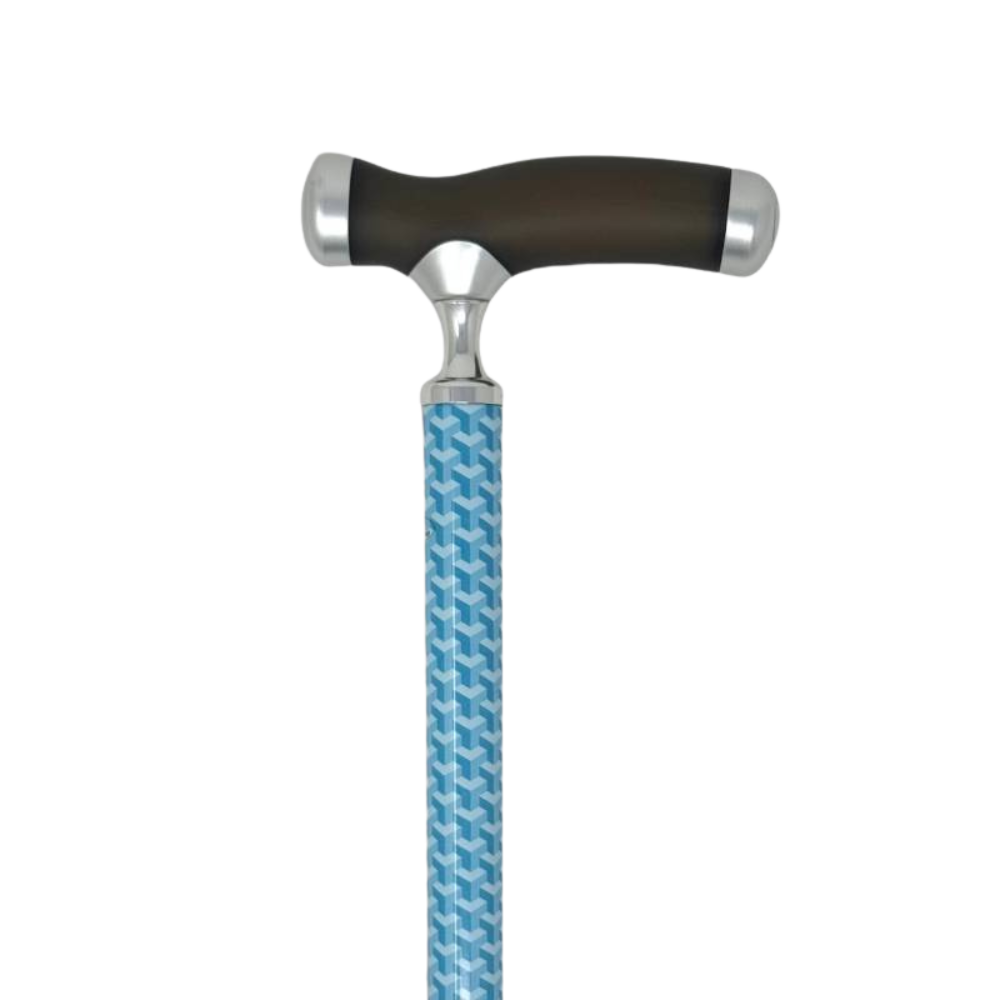 Canne réglable en aluminium, motif 3D bleu | Aquaromat - AQ903