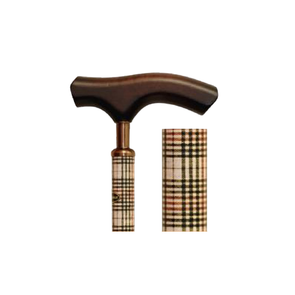 Canne alu écossaise diamètre 16 réglabe poignée bois luxe AQ806