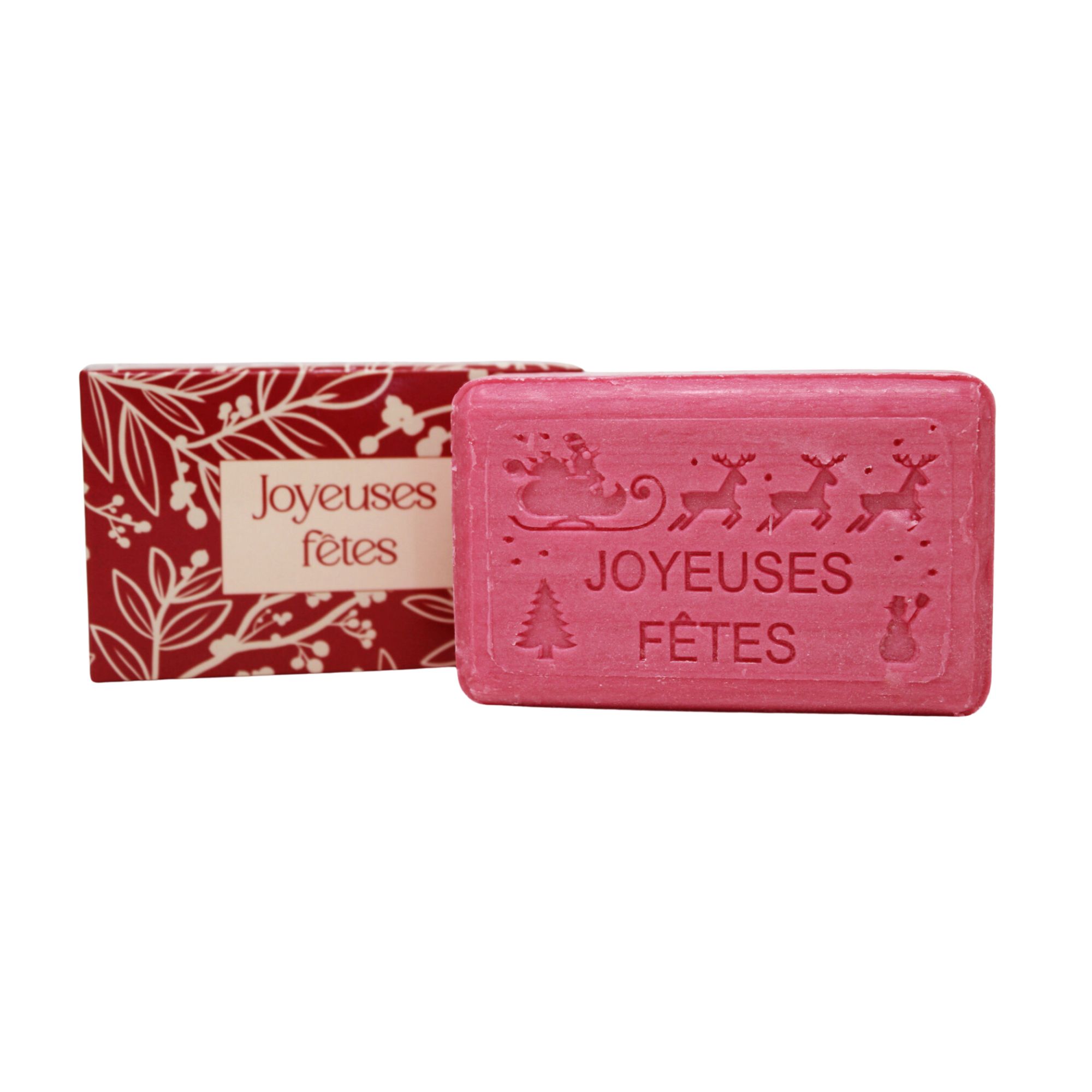 Savon Joyeuses Fêtes fruits rouges et sa boite décorée