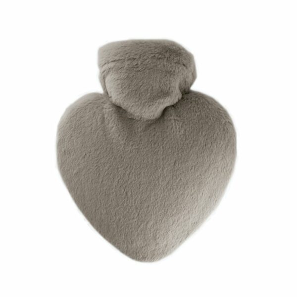 Bouillotte housse moelleuse aspect fourrure Cœur Taupe