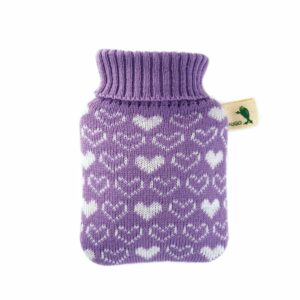 Mini Bouillotte housse tricotée Cœur Lilas