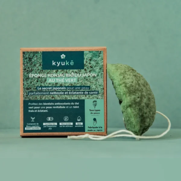 Éponge Konjac Bio du Japon Thé Vert